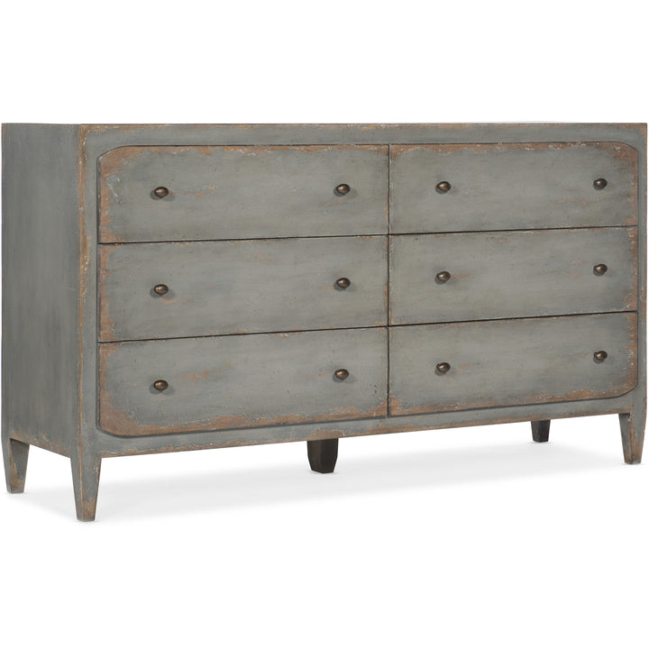 Ciao Bella Six-Drawer Dresser- Speckled Gray 