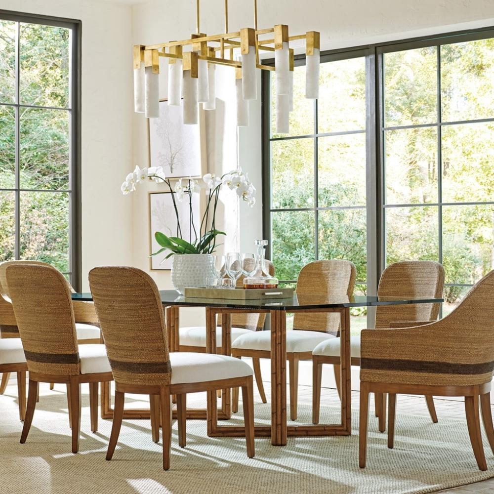 Palm Desert Sheridan Glass Top Rectangle Dining Table 