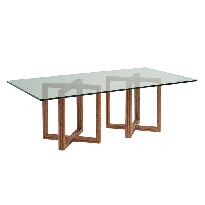 Palm Desert Sheridan Glass Top Rectangle Dining Table Dining Room Tommy Bahama Home   