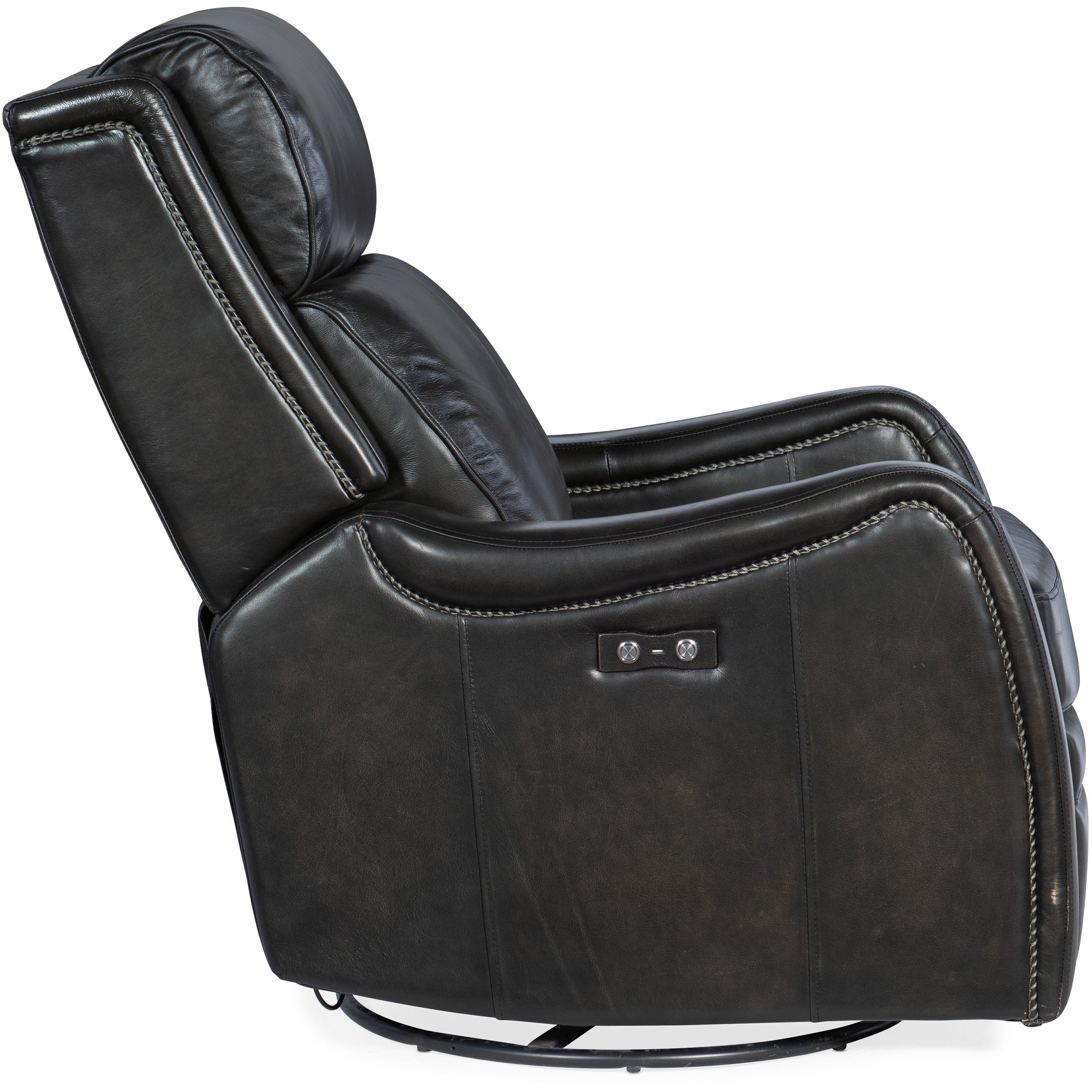 Leather power swivel glider fashion recliner