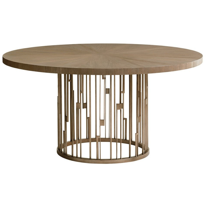 Shadow Play Rendezvous Round Metal Dining Table With Wooden Top Dining Room Lexington   