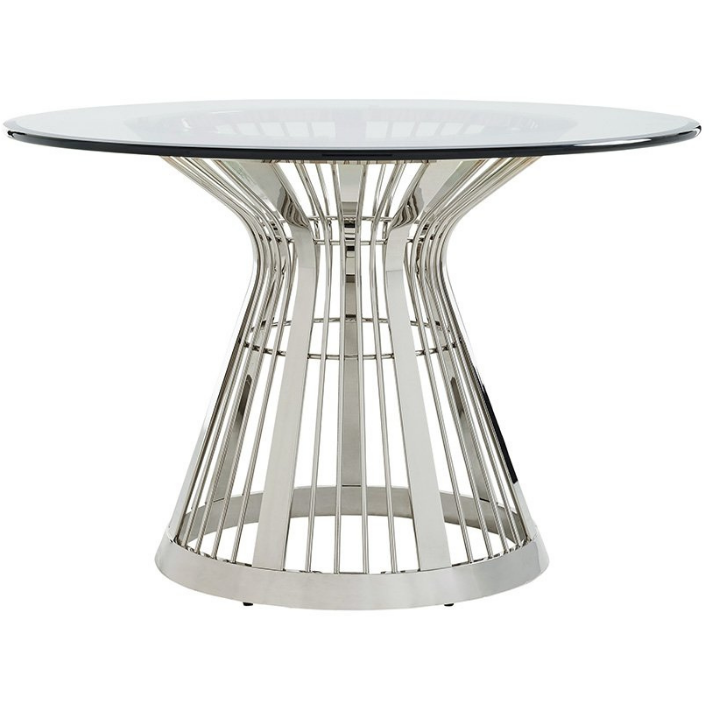 Ariana Riviera Stainless Dining Table With 48 Inch Glass Top 
