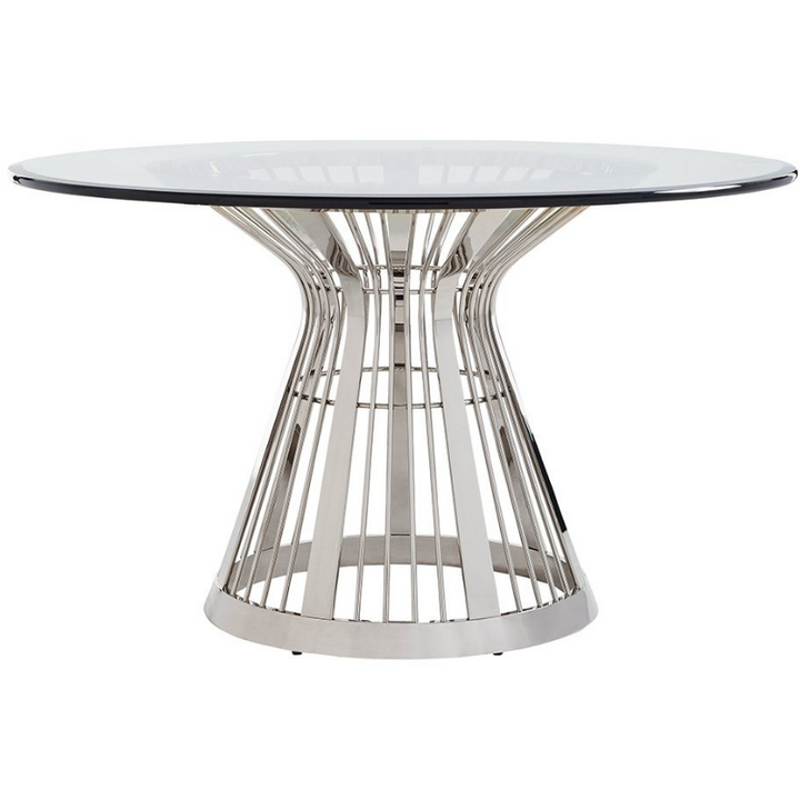 Ariana Riviera Stainless Dining Table With 54 Inch Glass Top Dining Room Lexington   