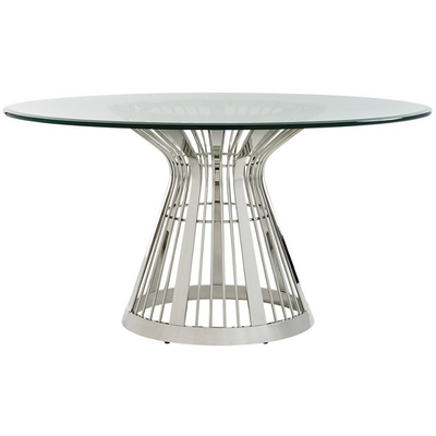 Ariana Riviera Stainless Dining Table With 60 Inch Glass Top 