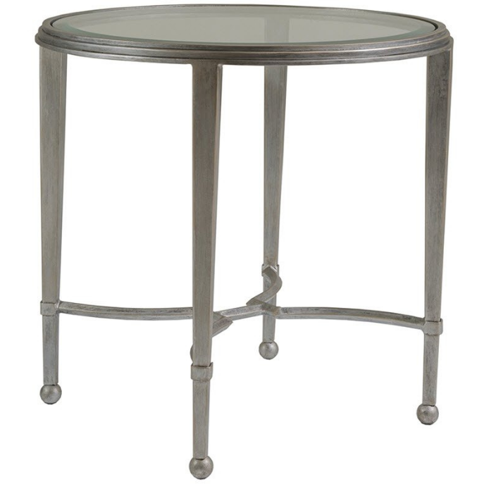 Metal Designs Sangiovese Round End Table Living Room Artistica Home Argento Antique Silver  