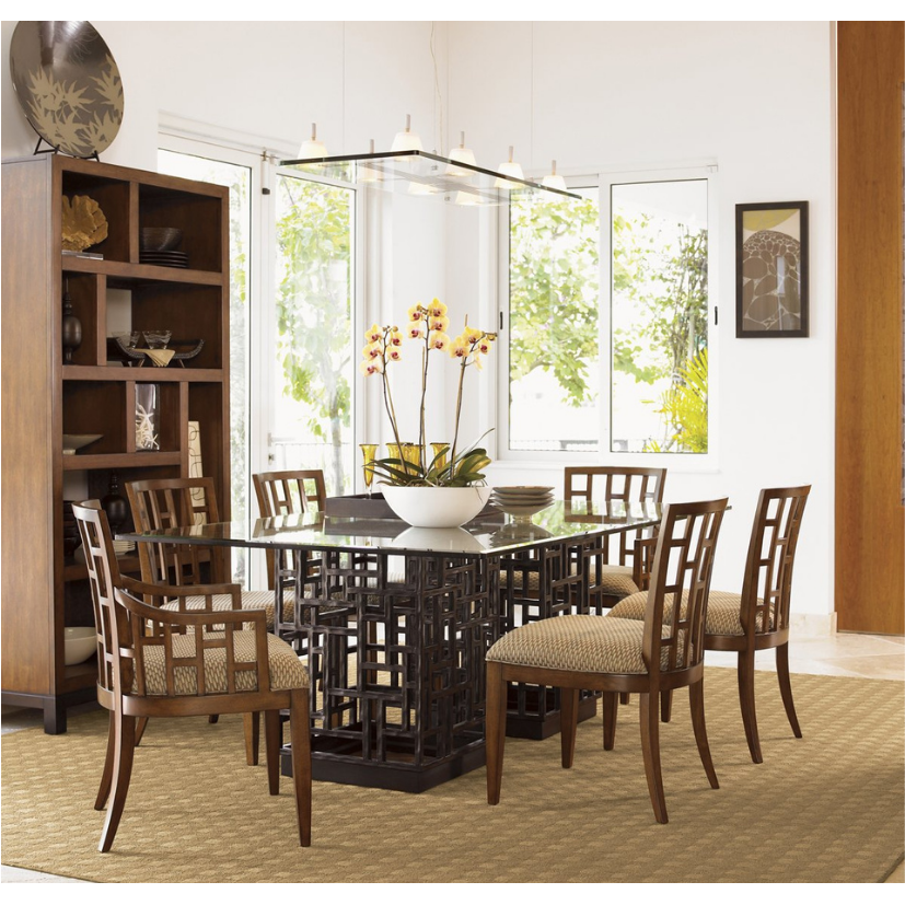 Ocean Club South Sea Dining Table With 84 X 48 Inch Glass Top 