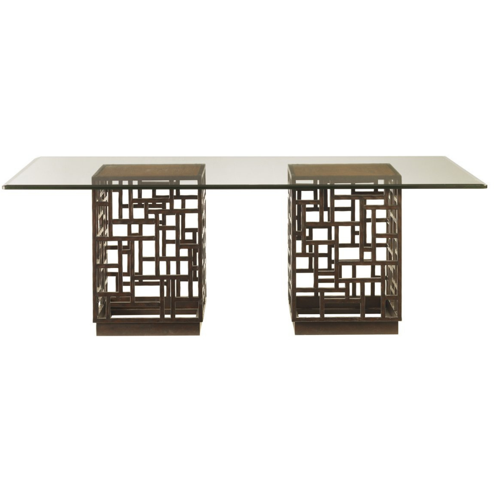 Ocean Club South Sea Dining Table With 84 X 48 Inch Glass Top 
