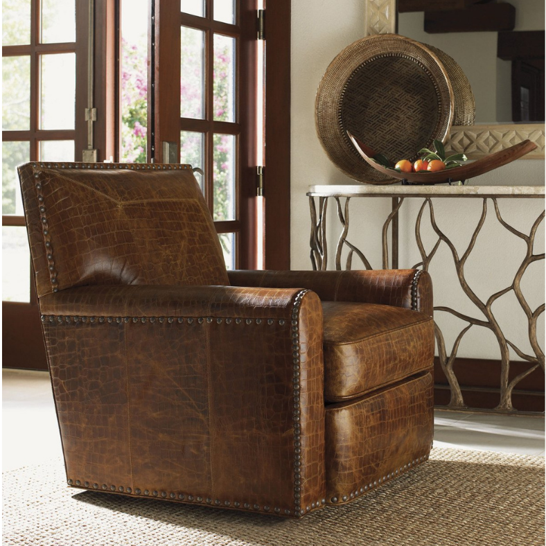 Stirling Park Leather Swivel Chair Living Room Tommy Bahama Home   