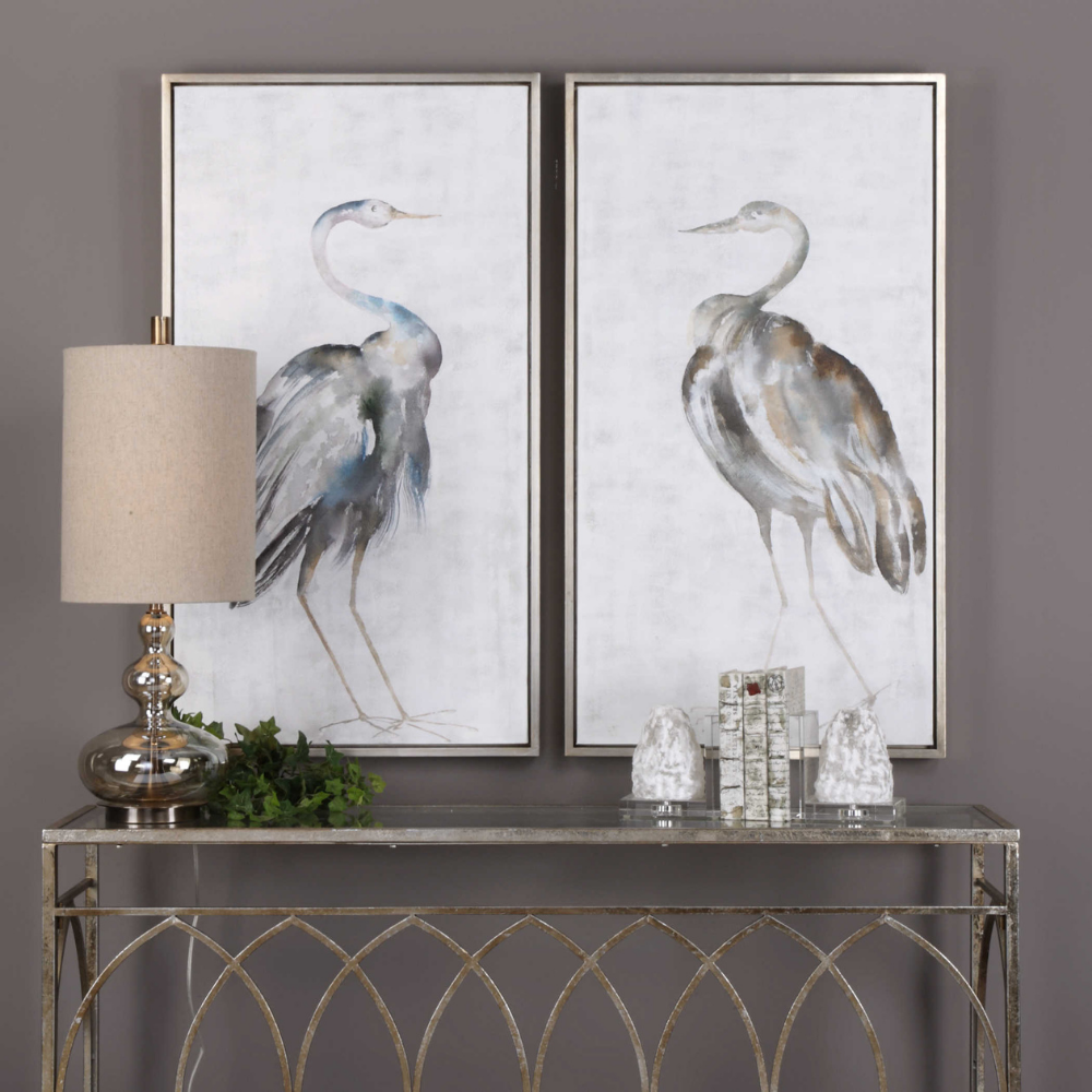 Summer Birds Handpainted Canvases, Set of 2 