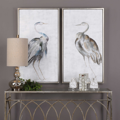 Summer Birds Handpainted Canvases, Set of 2 