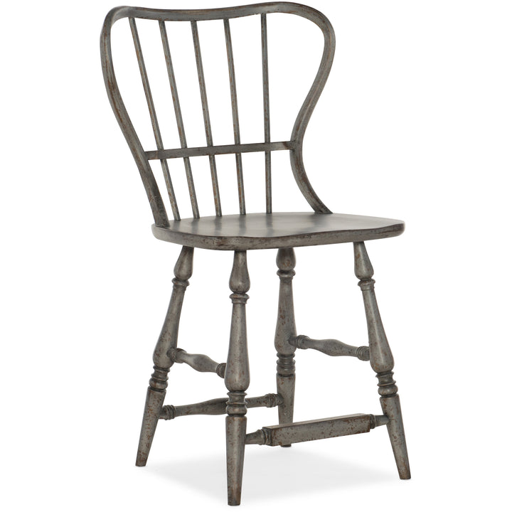 Ciao Bella Spindle Back Counter Stool-Speckled Gray Dining Room Hooker Furniture   