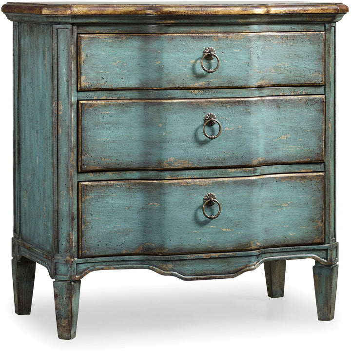Three Drawer Turquoise Chest Living Room Hooker Furniture   